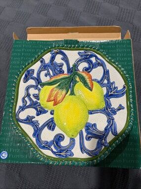 Fitz and Floyd Florentine Fruit Canape Plate - Lemons NIB